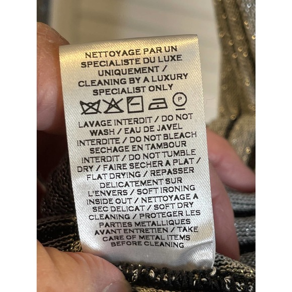 SOLD-Balmain Metallic Rib Knit Long Sleeve Sheath Dress Black Gra IT 40 NWT - Picture 13 of 13